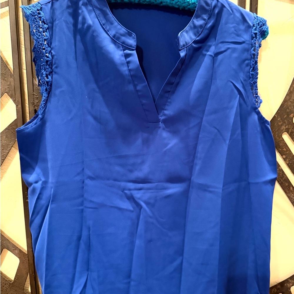 Royal Blue Elegant Women's Sleeveless Top